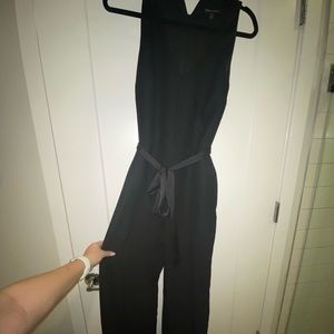 Black jumpsuit with tie around the waist